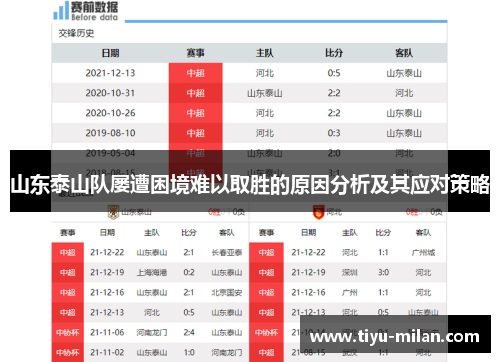 山东泰山队屡遭困境难以取胜的原因分析及其应对策略